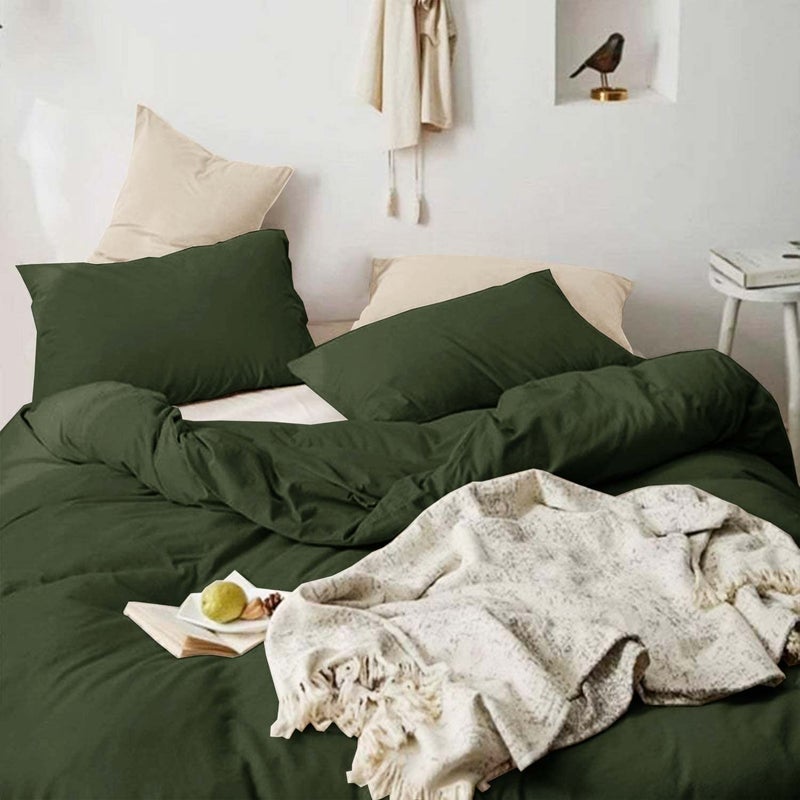 ETDIFFE Dark Green Full Size Comforter  3pc Soft Farmhouse Olive Bedding Set & Collection  Lightweight All Season Microfiber Down Alternative Bed Comforter with 2 Pillow Shams for Women Men - Image 3